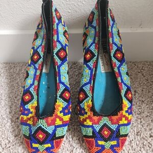 Beverly Feldman Multicolor Beaded Flats